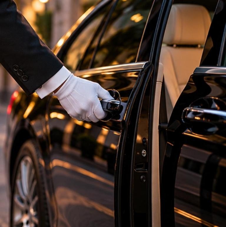 Chauffeur handschuh tuer öffnen – Flughafentransfer Frankfurt