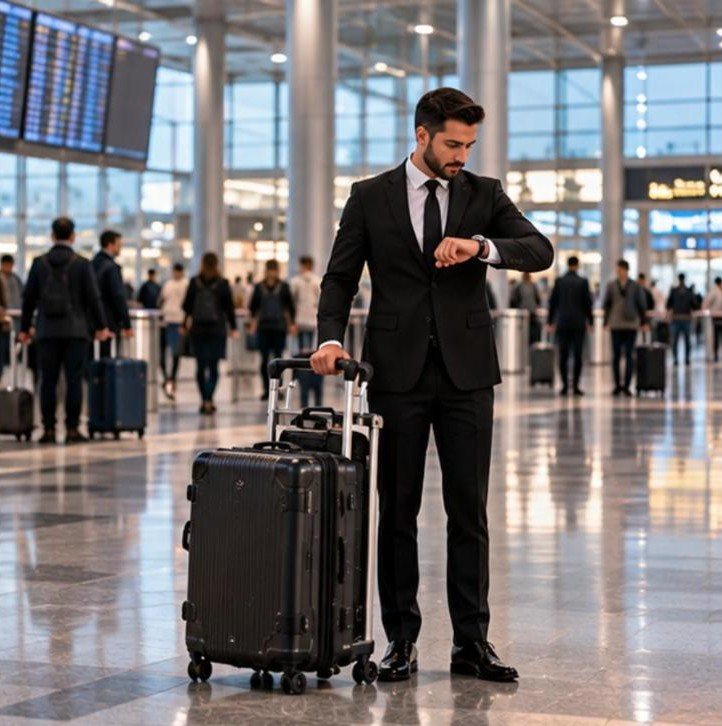 Chauffeur wartet ankunftshalle koffer – Flughafentransfer Frankfurt