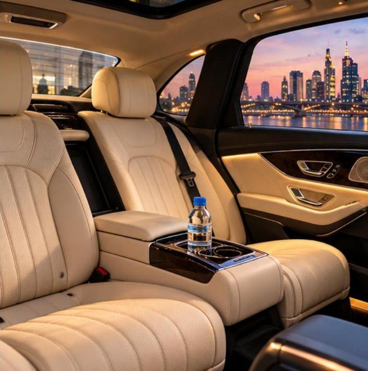 Mercedes E-Klasse innenraum fond – Flughafentransfer Frankfurt