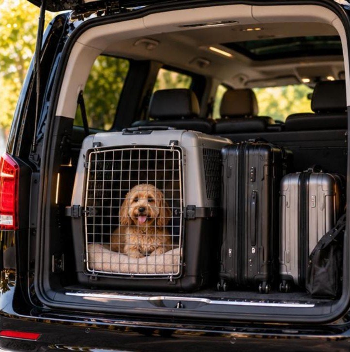 Hund transportbox van – Flughafentransfer Frankfurt