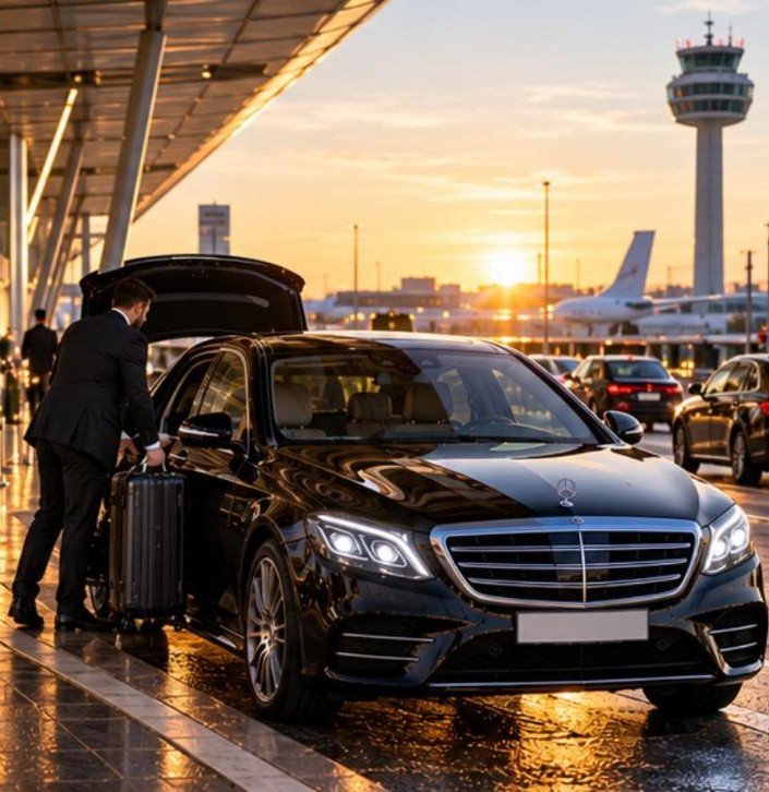 Mercedes terminal vorfahrt sonnenaufgang – Flughafentransfer Frankfurt