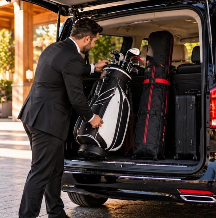 Sportgepäck golf Mercedes V-Klasse – Flughafentransfer Frankfurt