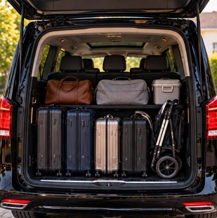 Mercedes V-Klasse kofferraum gepäck familie – Flughafentransfer Frankfurt